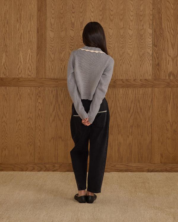 Rylee Cru Teen Collared Cardigan Dusty Blue