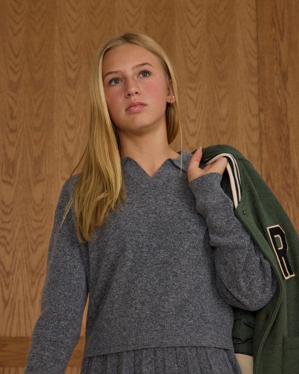 Rylee Cru Teen Collared Sweater Heathered Grey