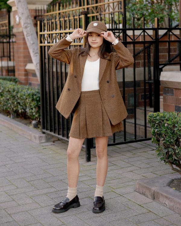 Rylee Cru Teen Double Breasted Blazer Rustic Plaid