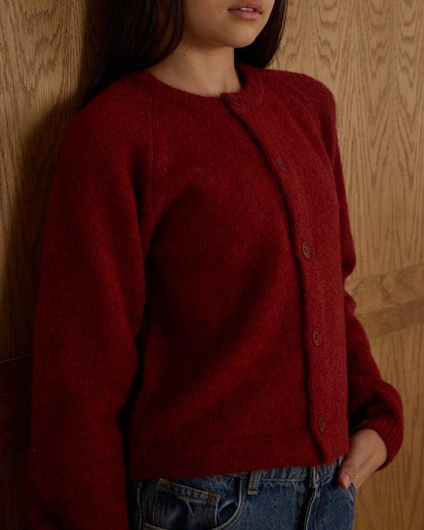 Rylee Cru Teen Fuzzy Cardigan Ruby