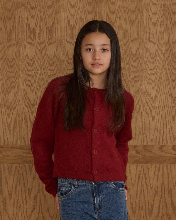 rylee cru Teen Fuzzy Cardigan Ruby
