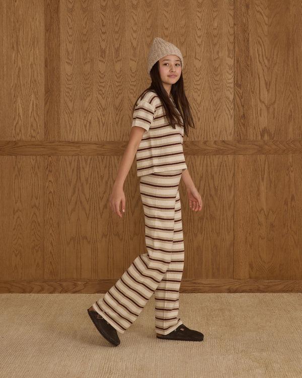 Rylee Cru Teen Knit Wide Leg Burgundy Stripe