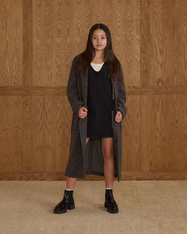 Rylee Cru Teen Longline Coat Micro Check