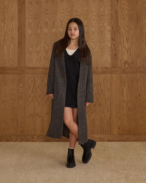 rylee cru Teen Longline Coat Micro Check