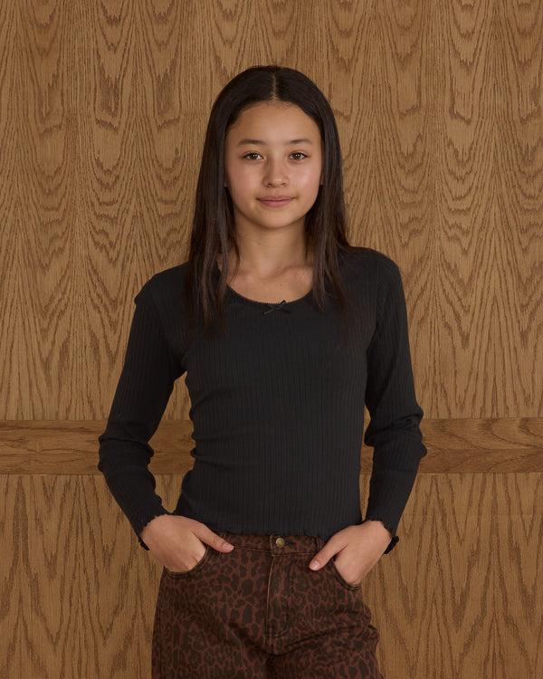 rylee cru Teen Ribbed Long Sleeve Black