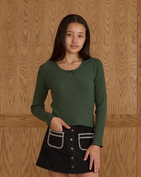 rylee cru Teen Ribbed Long Sleeve Green