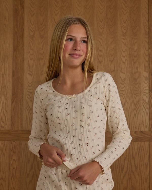 Rylee Cru Teen Ribbed Lounge Set Natural Ditsy