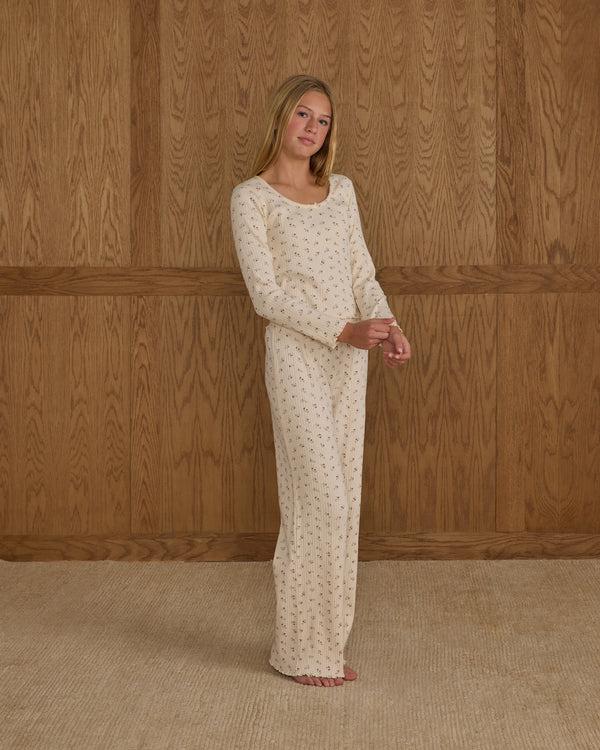 Rylee Cru Teen Ribbed Lounge Set Natural Ditsy