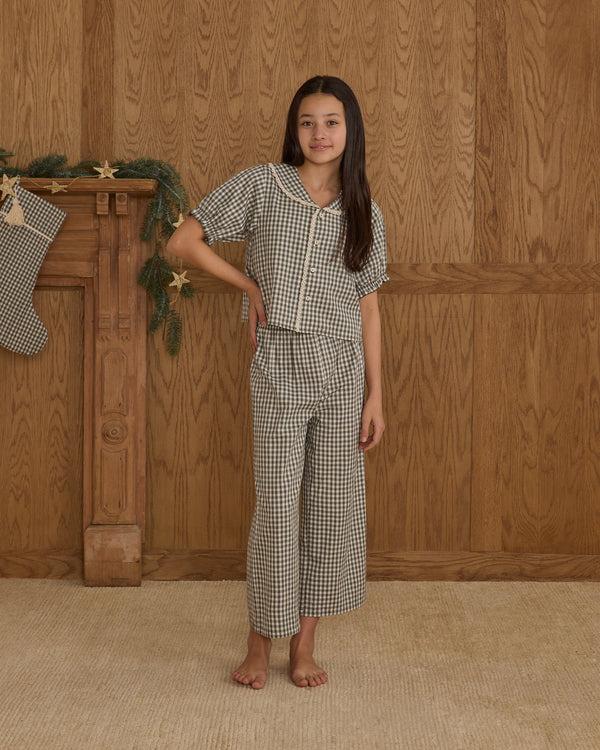 rylee cru Teen Ruffle Pajamas Evergreen Gingham