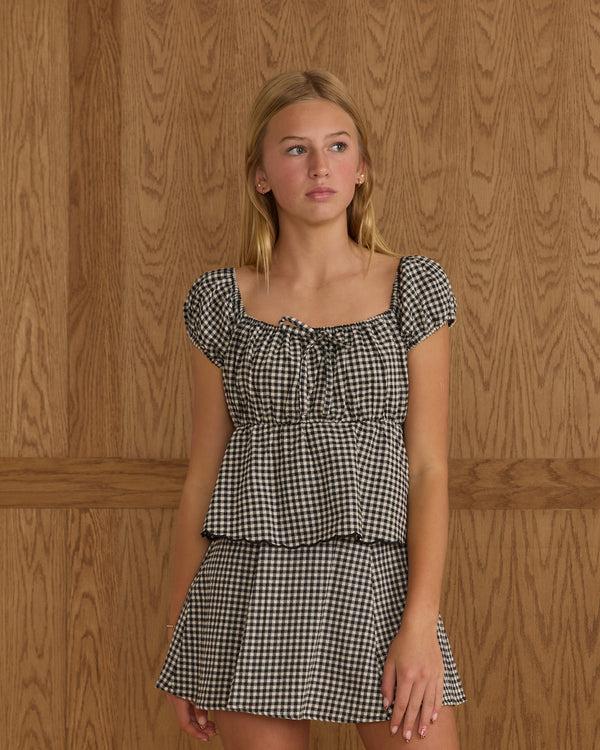 rylee cru Teen Rylan Top Black Gingham
