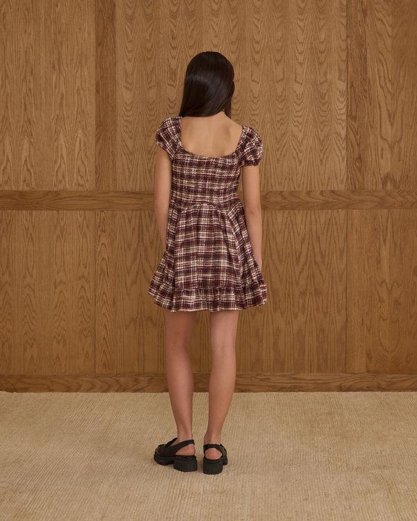 Rylee Cru Teen Stella Dress Burgundy Plaid