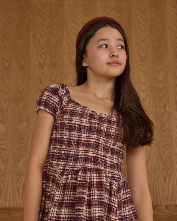 Rylee Cru Teen Stella Dress Burgundy Plaid