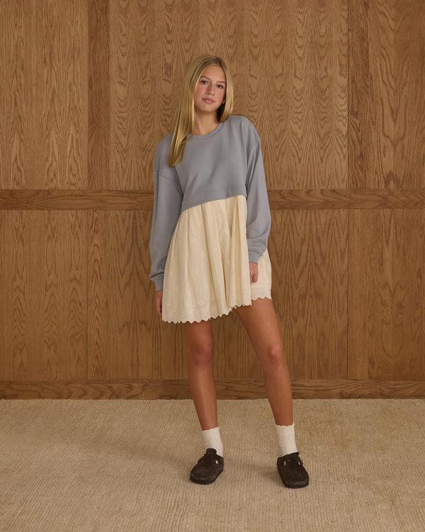 rylee cru Teen Sweatshirt Dress Dusty Blue