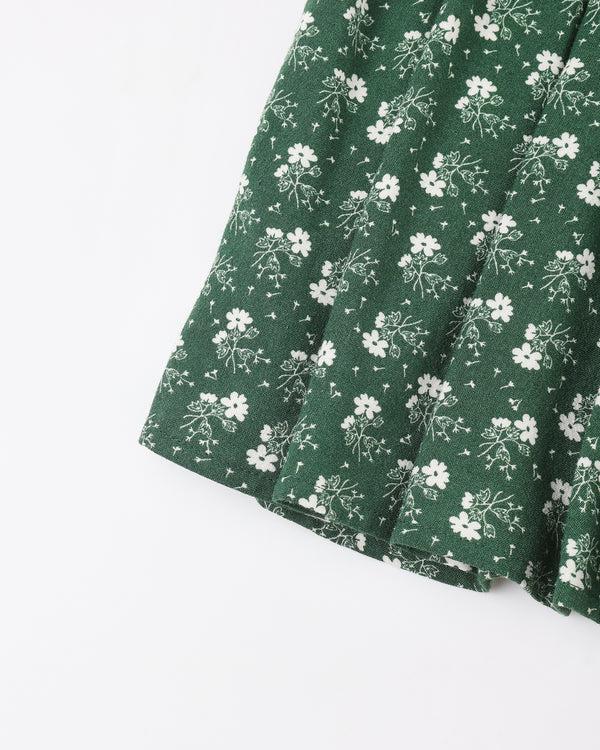 Rylee Cru Tiered Midi Skirt Green Ditsy