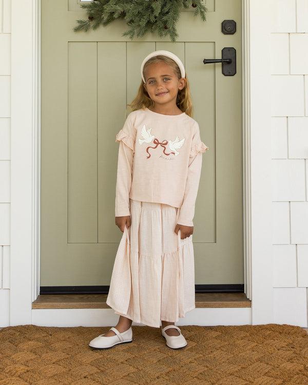 Rylee Cru Tiered Midi Skirt Petal Gingham