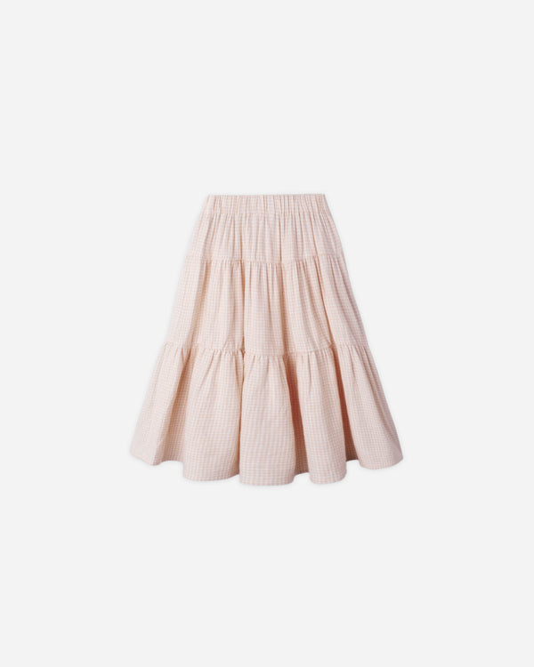 rylee cru Tiered Midi Skirt Petal Gingham