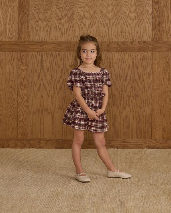 Rylee Cru Trixie Top Burgundy Plaid