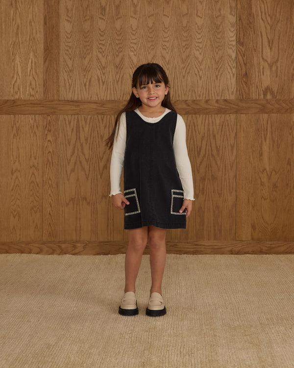 Rylee Cru V-Neck Overall Dress Washed Black