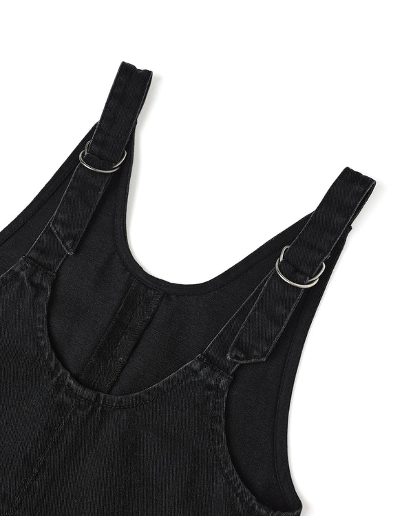 Rylee Cru V-Neck Overall Dress Washed Black