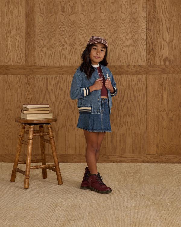 Rylee Cru Varsity Jacket Indigo Denim
