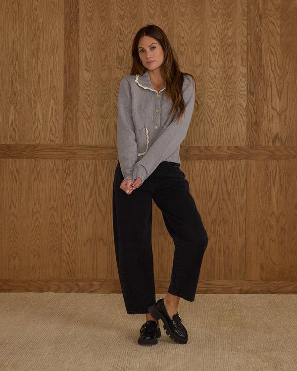 Rylee Cru Women's Collared Cardigan Dusty Blue