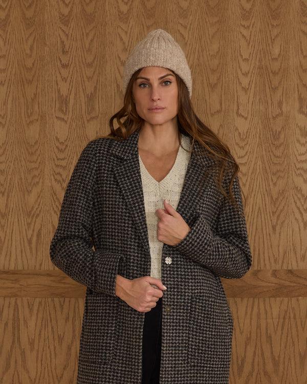 Rylee Cru Women's Longline Coat Micro Check