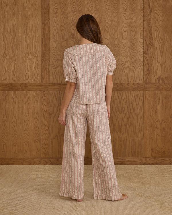 Rylee Cru Women's Ruffle Pajamas Candy Cane Stripe