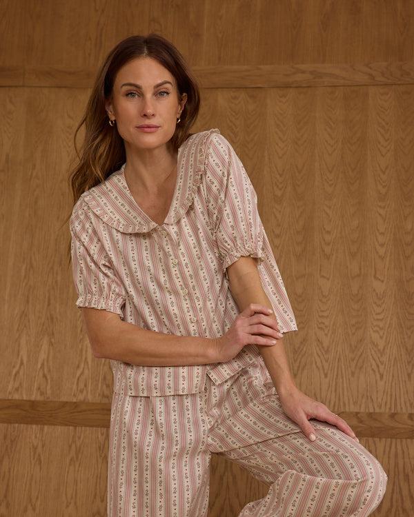 Rylee Cru Women's Ruffle Pajamas Candy Cane Stripe