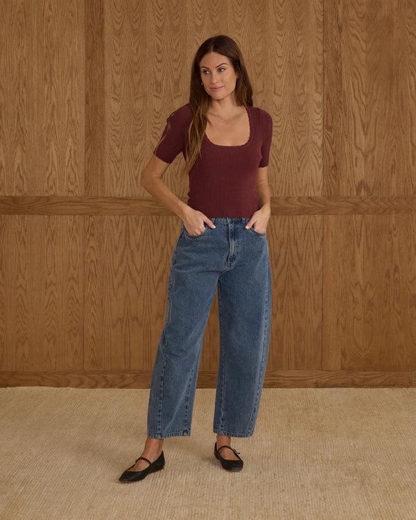 Rylee Cru Women's Scallop Tee Burgundy