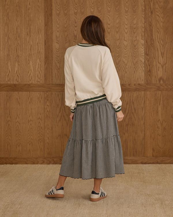 Rylee Cru Women's Tiered Midi Skirt Black Gingham