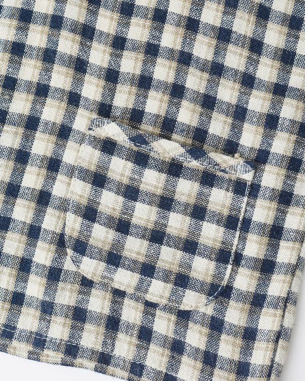 Rylee Cru Woven Henley Tee Navy Check