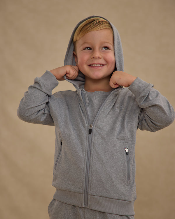 Rylee Cru Zip-Up Tech Hoodie Heathered Dusty Blue