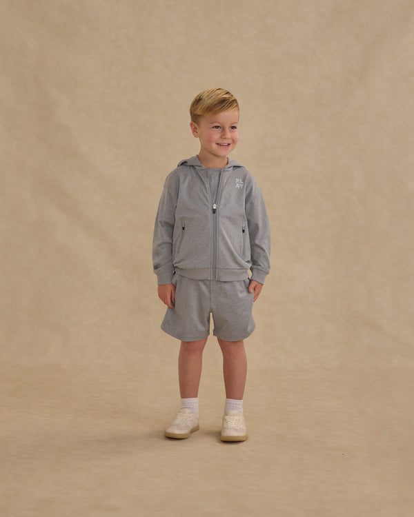 Rylee Cru Zip-Up Tech Hoodie Heathered Dusty Blue