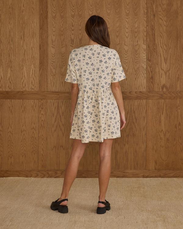 Rylee Cru Women's Button Jersey Mini Dress Blue Floral