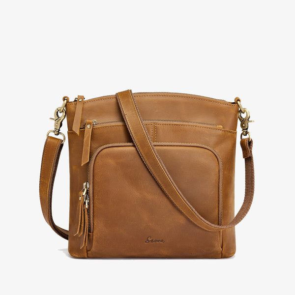 S Zone Disenger Genuine Leather Satchel Crossbody Bag