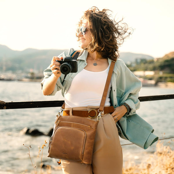 S Zone Disenger Genuine Leather Satchel Crossbody Bag
