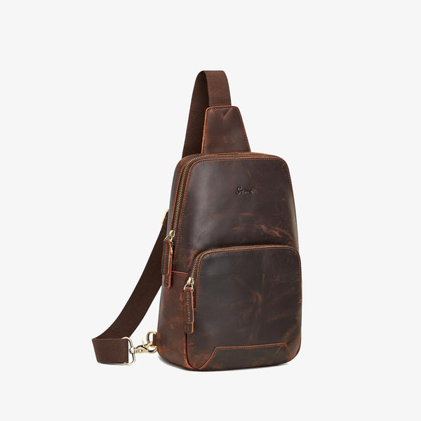 S Zone RFID Blocking Genuine Leather Hiking Daypack