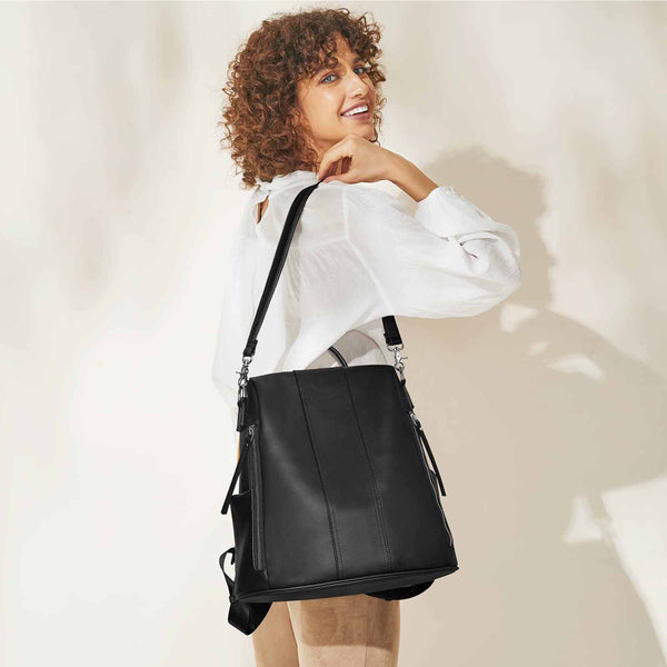 S Zone Anti-theft Soft Genuine Leather Backpack
