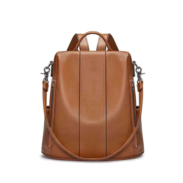 s zone Anti-theft Soft Genuine Leather Backpack