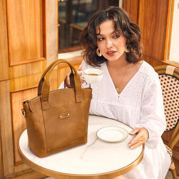 S Zone Genuine Leather Top-Handle Satchel Bags