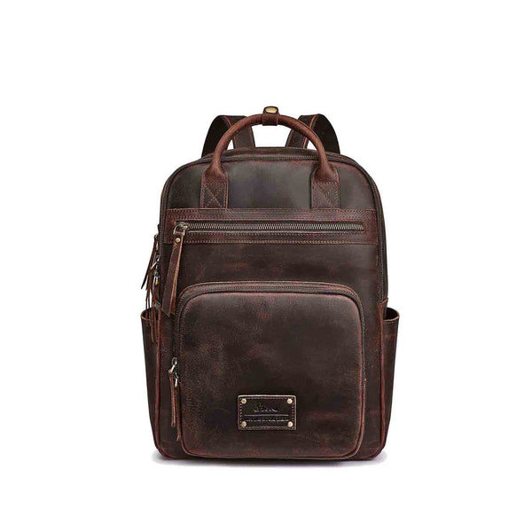 S Zone Genuine Leather Travel School Backpack