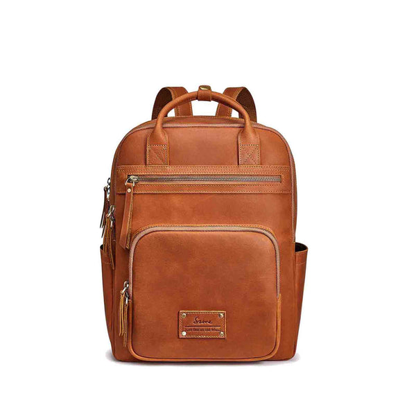 S Zone Genuine Leather Travel School Backpack