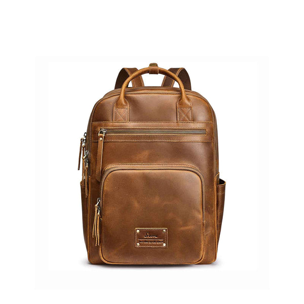 s zone Genuine Leather Travel School Backpack