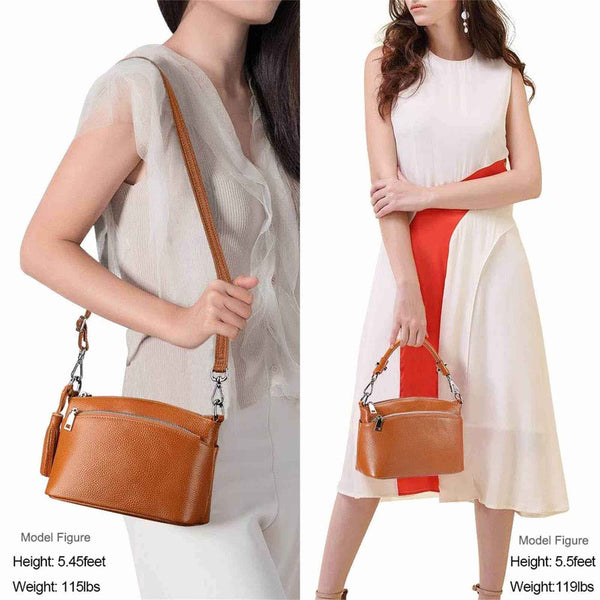 S Zone Grain Leather Handbag