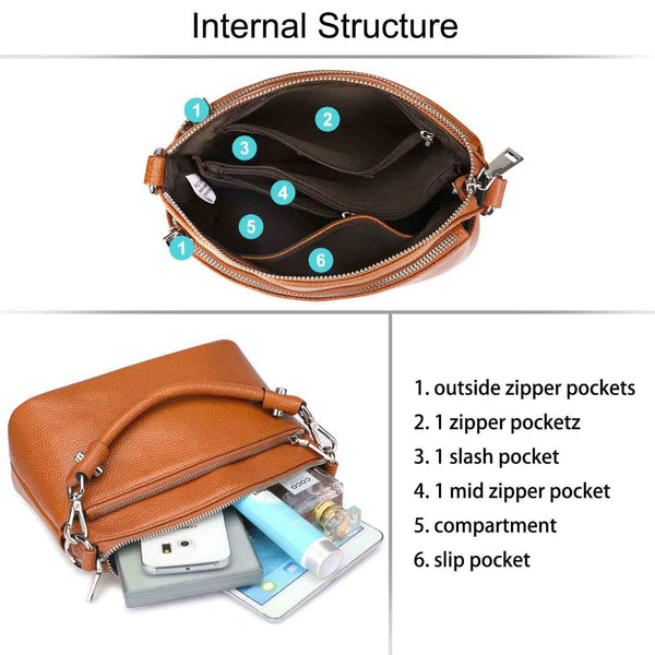 S Zone Grain Leather Handbag