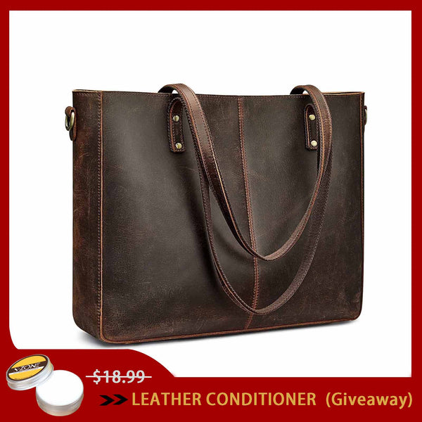 S Zone Large Bucket Geuine Leather Tote