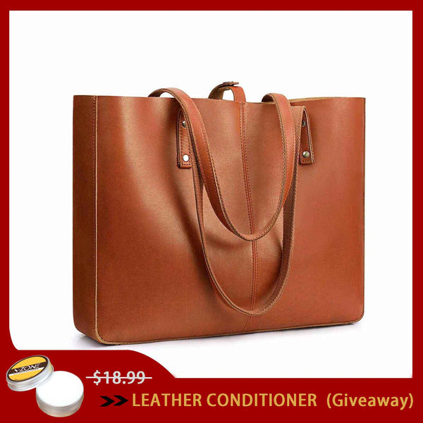 S Zone Large Bucket Geuine Leather Tote