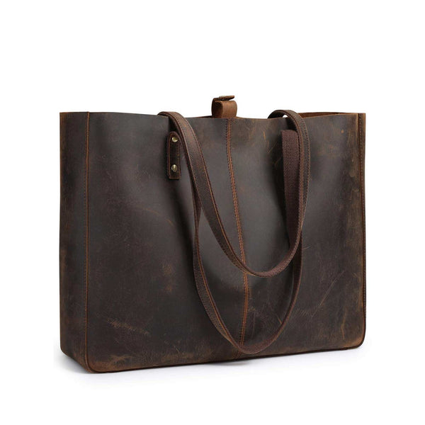 S Zone Large Bucket Geuine Leather Tote