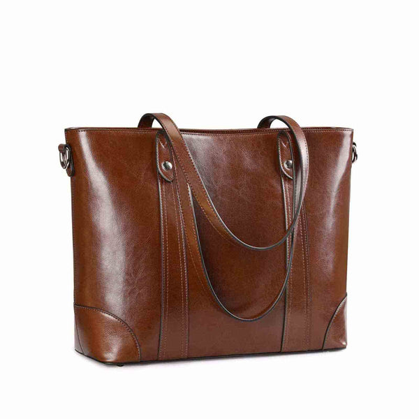 S Zone Leather Laptop Tote Handbag For Women