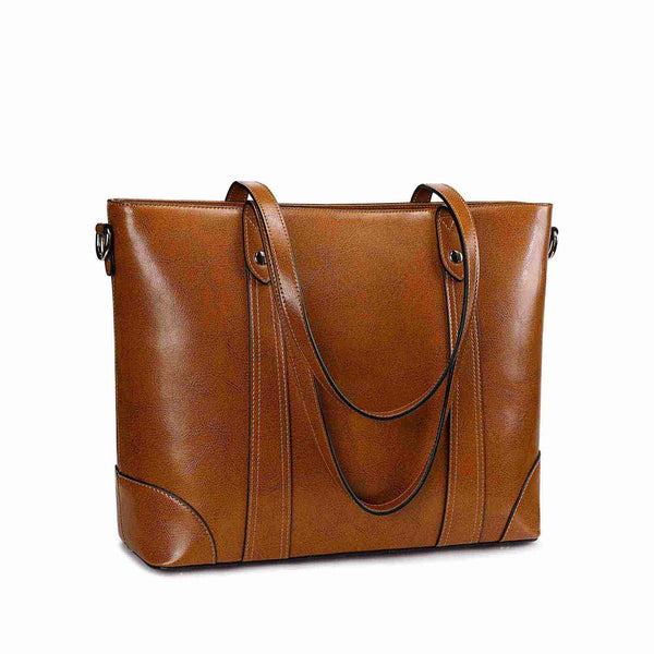 S Zone Leather Laptop Tote Handbag For Women